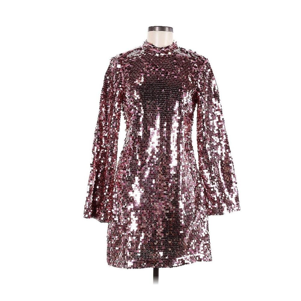Anthropologie Red Sequin Mini Dress - Picture 2 of 4